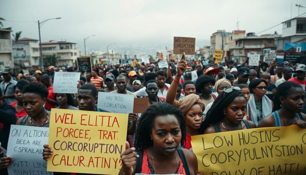 Haitian citizens protesting corruption